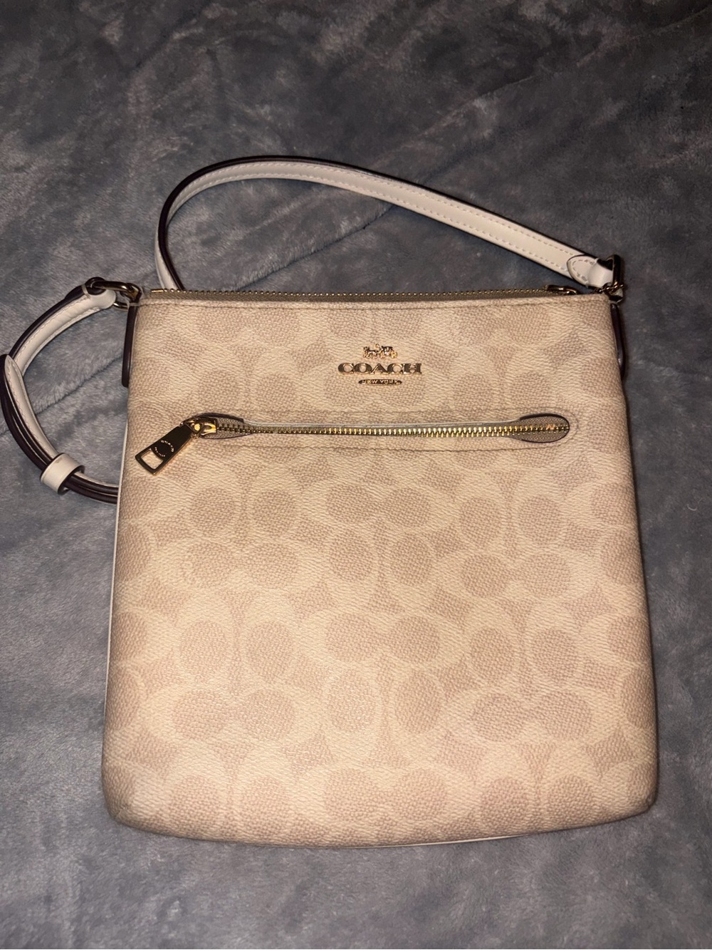 Coach Mini Rowan File Bag CW325 Signature Canvas Sand Chalk Crossbody